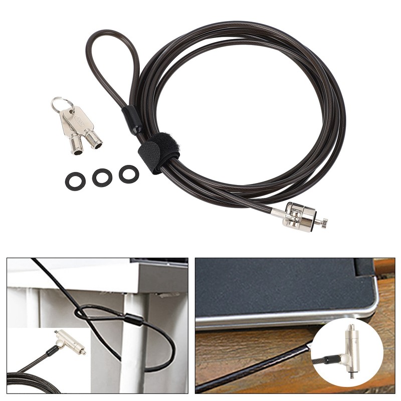 Laptop Cable Lock with 2 Keys Adjustable Length Flexibility Theft