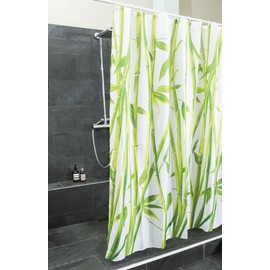 GOODS+GADGETS Duschvorhang Badewannen-Vorhang; Wasserdichter, Waschbarer Anti-Schimmel Badvorhang aus 100% Polyester für Badewanne & Duschwanne; Asiatischer Feng Shui Bambus Stil (Bambus)