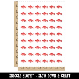Red Snapper Fish Seafood Temporary Tattoo Water Resistant Fake Body Art Set Collection - 54 1" Tattoos (1 Sheet)