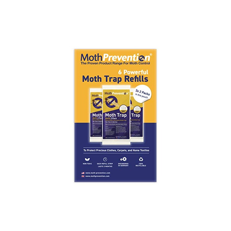 Moth Trap Replacement Strips - 6 Odor-Free Refills for Clothing