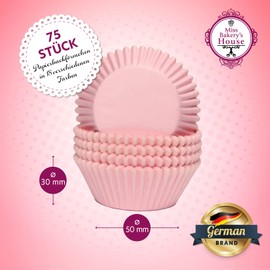 Miss Bakery's House® Papierbackförmchen - Standard - Rosa - 75 Stück - Ø 5 cm x 3 cm - backfest - für Muffins und Cupcakes - Form zum Mitbacken im Ofen