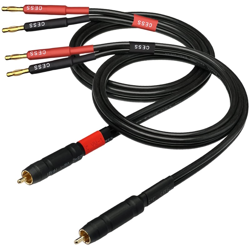 CESS-152-3f Banana Plug to RCA Cable, Phono Banana Speaker Cable,