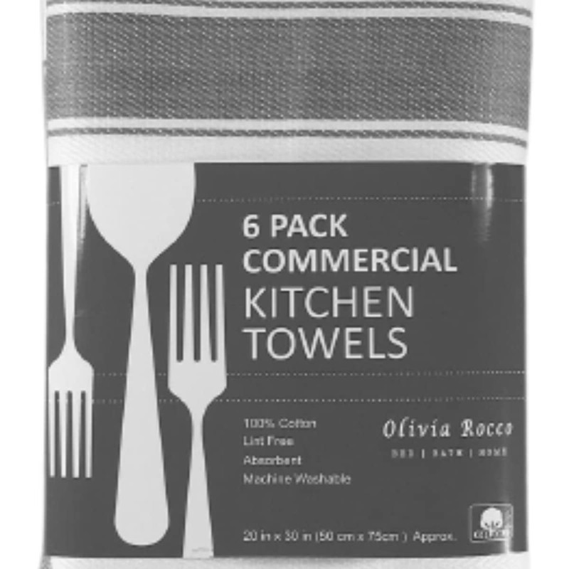 Pack of 6 Kitchen Tea Towels Large 100% Cotton Commercial