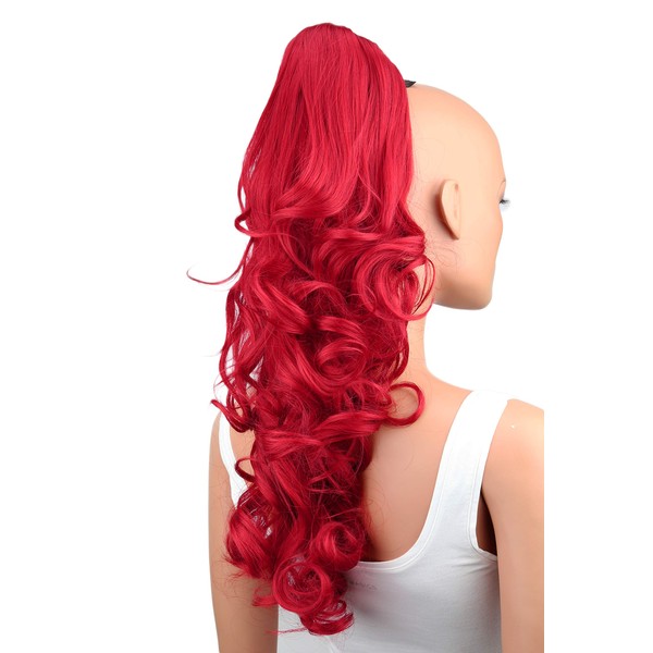 PRETTYSHOP 20" Hairpiece Ponytail Clip On Extension With Butterfly Claw Voluminous Wavy Intense Red H101