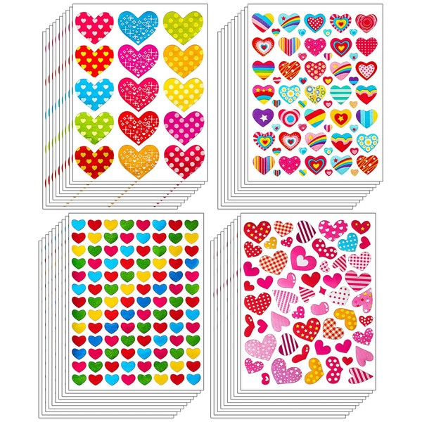 80 Sheets 4680 Pcs Gilter Heart Stickers, Self Adhesive Valentine's