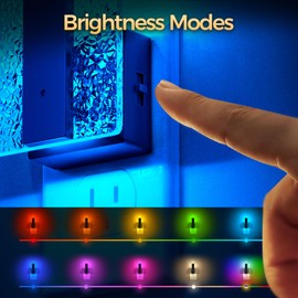 DORESshop LED Night Lights Plug into Wall [2 Packs], Decorative Night Light with Dusk-to-Dawn Sensor, RGB Color-Changing Nightlights with Slide Button, Nightlights for Kids, Bathroom, Hallway, Bedroom