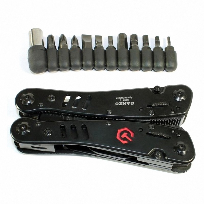 Ganzo Multitool G301-B/H Nylon Case, Interchangeable Bits, Colour: Black