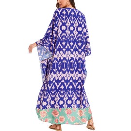 Moss Rose Kaftan Dresses for Women V Neck Summer Swimsuit Cover up Caftan Maxi Beach Dresses A-Purple