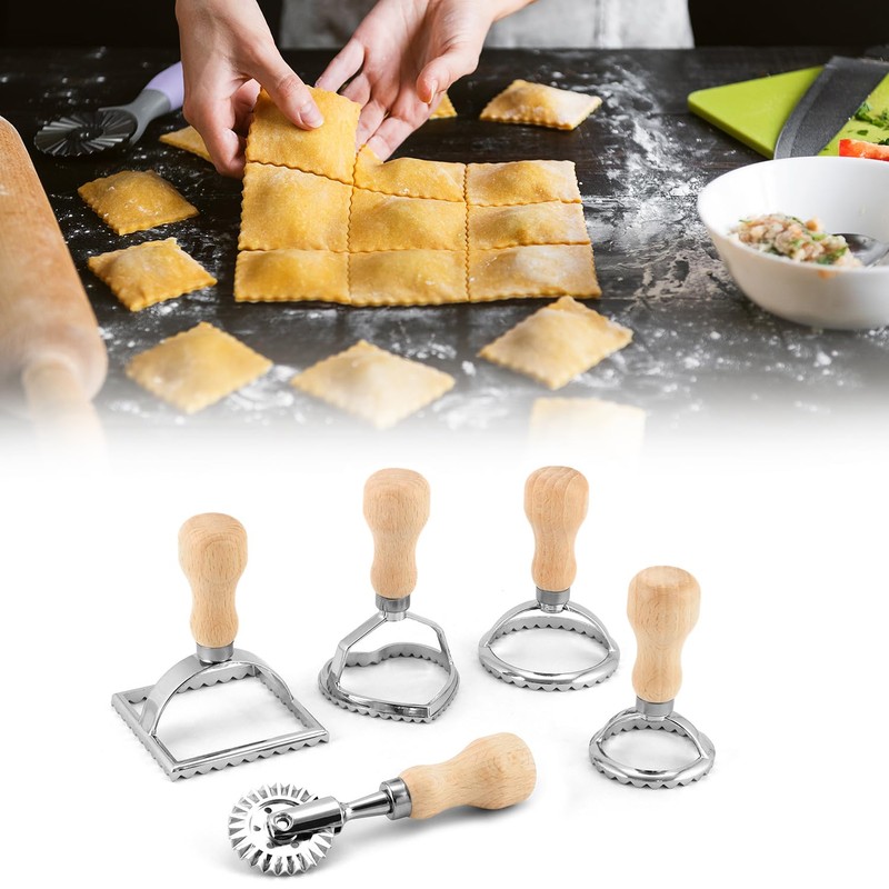 QWORK Ravioli Stamp Maker Cutter with Roller Wheel Set –