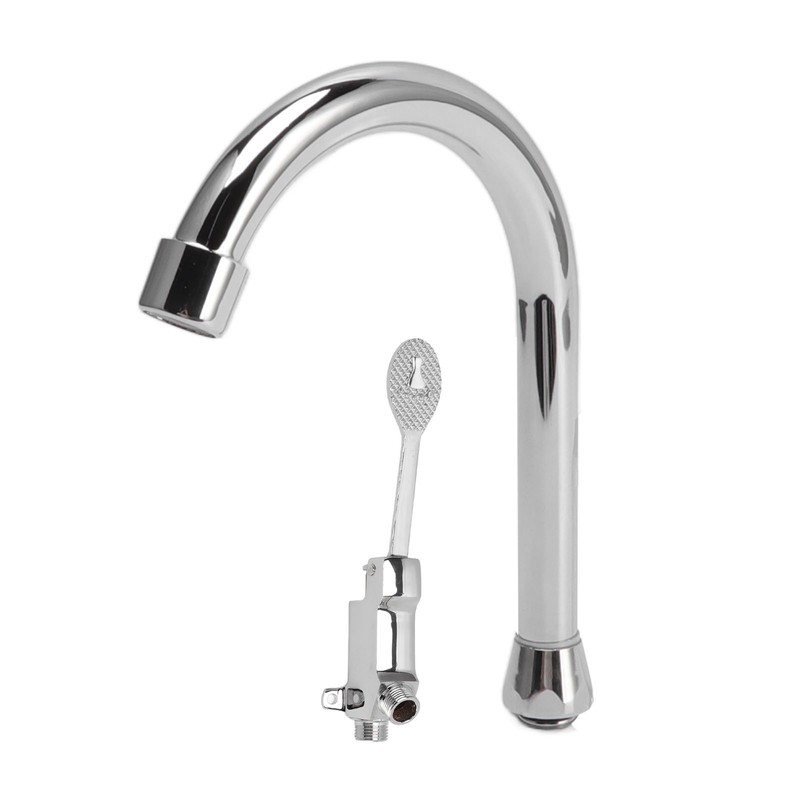 Foot Pedal Faucet Set Stainless Steel Hands Free Silver Touchless