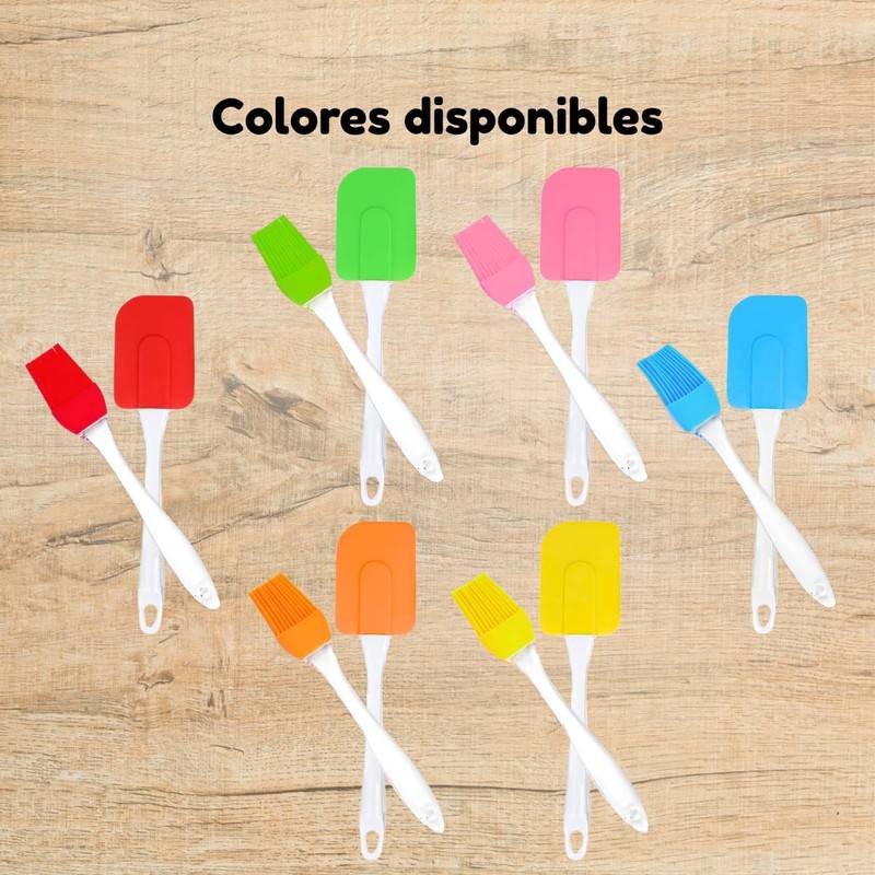 Dúo espatula miserable brocha silicona cocina repostería, resistente al calor,