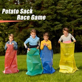 24PCS Outdoor Games Potato Sack Race Bag, Carnival Games,3-Legged Race Bands, with Egg and Spoon Race Lawn Games for Outside Backyard Field Day Birthday Party Games for Adults and Family