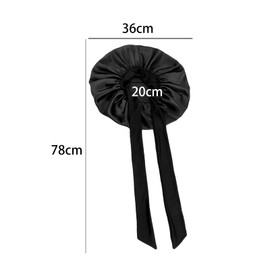 Globellapro 2pcs Black Sleep Bonnets,Silk Sleep Bonnets for Women,Adjustable Night Sleeping Cap,Elastic Band Silk Bonnets with Bow for Hair Care,Beauty