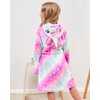 Girls Unicorn Hooded Robe with Matching Slippers, Headband, Blindfold Pink