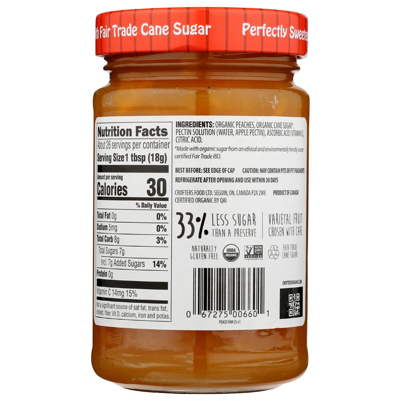 Crofters Peach Organic Premium Spread, 16.5 Oz