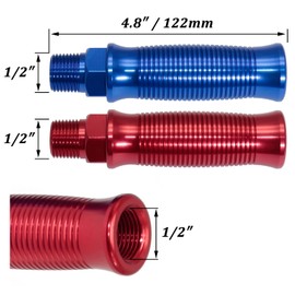 CheeMuii Glad Hand Handle Transverse Stripe Handle Anodized Aluminum Extension Grips Set Red Blue Glandhand for Semi Truck and Semi Trailers Easier Coupling