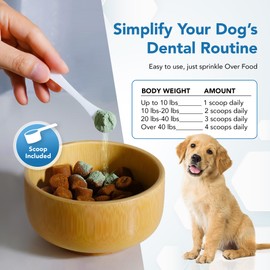 Spanielbuns Dental Powder for Dogs - Plaque Control & Tartar Remover, Breath Freshener with Probiotics, Vitamins & Natural Extracts - Perio Support Powder for Dogs, 2.82 oz (80g)