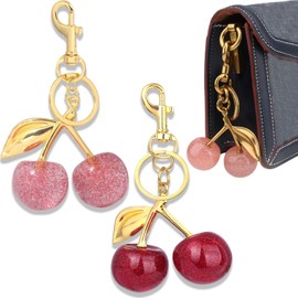 Paotxpum 2 PCS Cherry Keychain Bag Purse Charms Versatile Key Ring Cute Car Accessories Keys Bag for Handbag Wallet Car Phone Birthday Ideas For Women Gift
