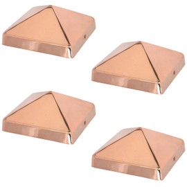 6x6 Copper Pyramid Post Caps (4-Pack) - Extended Lip - Solid Copper - Will Patina Naturally (5-1/2" x 5-1/2") (4, 6x6)