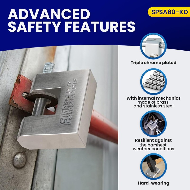 FJM SPSA60-KD D-Style High Security Padlock, Home Improvement Anti Theft