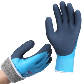 DS Safety Waterproof Gloves for Men and Women, Winter Work Gloves for Cold Weather, Touchsreen, Thermal Insulated Freezer Gloves, With Grip 3 Pairs (Large, Blue)