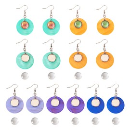 Fashewelry 30pcs 12mm Earring Bezel Blank Stainless Steel Wire Earring Hooks Cabochon Setting with Shell Charms Glass Cabochon for Jewelry Making DIY Craft