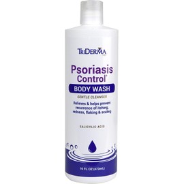 TriDerma- Gel de baño para el control de la psoriasis: limpiador suave con ácido salicílico al 2%, gel de aloe vera AP4: tratamiento para la psoriasis