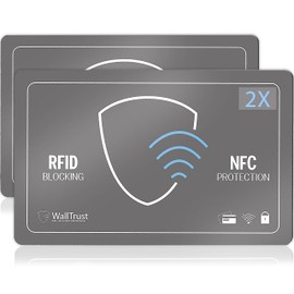WallTrust RFID NFC Protection Card, Blocker Card for Credit Cards, Set of 2, Grey, gray