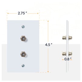 Newhouse Hardware 2-Port TV Cable Wall Plate, F Connector, for Coax Cable, Double Gang Video Wall Jack, 5-Pack, White