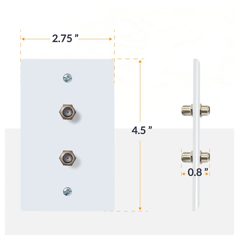 Newhouse Hardware 2-Port TV Cable Wall Plate, F Connector, for