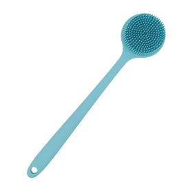DNC Silicone Back Scrubber for Shower, Soft Bath Body Brush with Long Handle (Blue)
