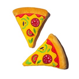Glow Pups 2 Pack Pizza Dog Toy with Squeaker, Plush Pizza Dog Toys for Small and Medium and Large Size Dogs, Multipack Pack Dog Toy (2 Slices of Pizza)