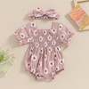 Infant Baby Girls Romper Daisy Ruffle Sleeve Pleated Smocked Bubble