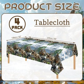 FuenteOrilla 4 Pcs Dinosaur Tablecloths Dinosaur Party Table Covers Waterproof Rectangle Dino Table Cloth for Kids Boys Adults Birthday Party Picnic Supplies, 130 x 220 cm
