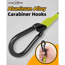 8 Pcs 72 Inch Carabiner Bungee Cord Outdoor with Aluminum Alloy Hooks, Black/Yellow Bungee Straps with Superior Elasticity & Upgraded Carabiner Hooks for Luggage Rack, Cargo, Hand Carts, Bike, Camping