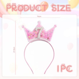 Shimmerz Birthday Crown Headband for Little Girls 2 3 4 5 6 7 8 Years Princess Tiara Pink Hair Accessories for the Seventh