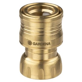 Gardena Brass Hose Connector with Water Stop
