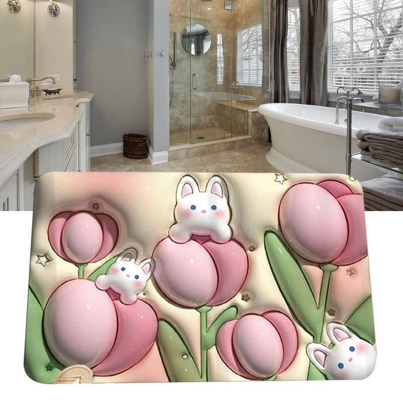 Tnfeeon 3D Visual Bath Mat, 3D Bathroom Mat Water Absorption