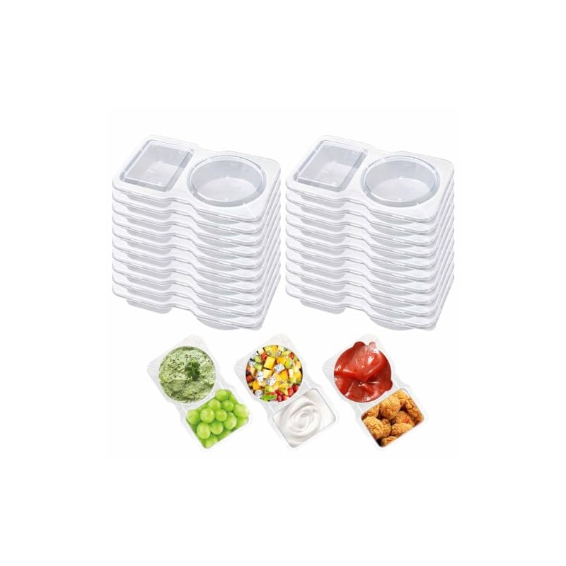 Uibolos 20pcs Snack Container,Contenedores para Snacks Reutilizables,Double Compartment Snack Containers