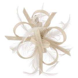 McBURN Clip Fascinator Hair Accessories Headdress Occasion Hat Women – Made in Italy Summer Spring Summer, light beige