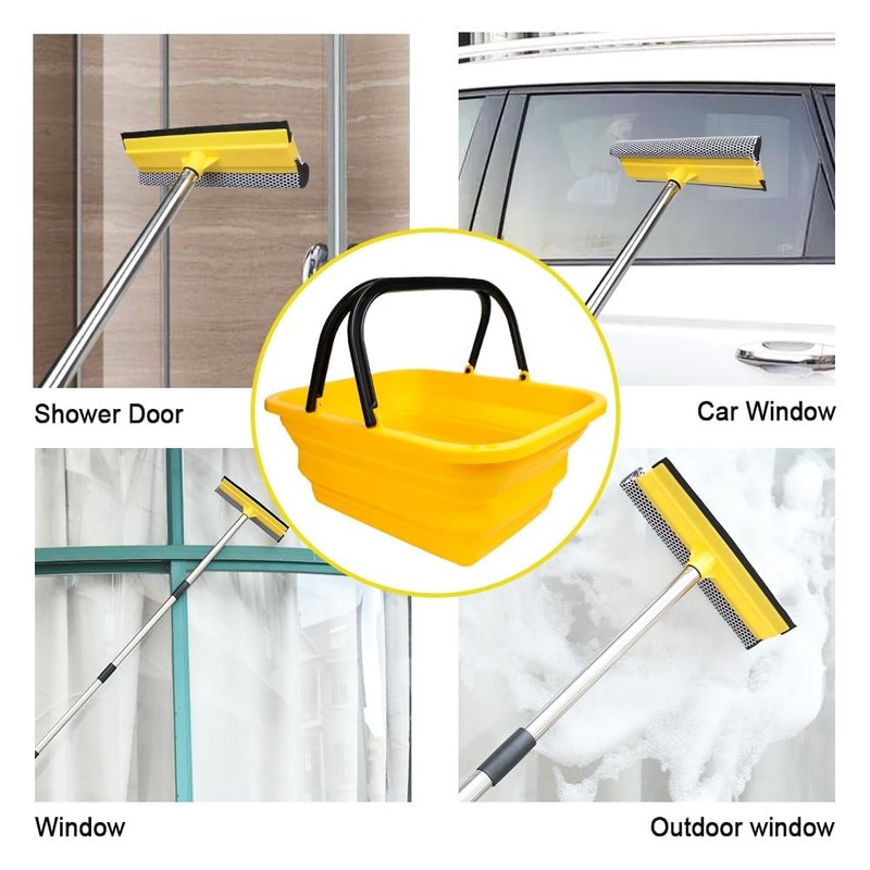 Windshield Car Squeegee and Collapsible Washing Bucket Combo Set, 2