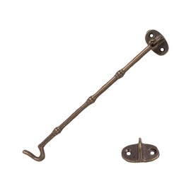 Ieron Antique Window Anti-Wind Hook,Antique Cabin Door Hook and Eye Lock, 230mm (9 inch) Cabinet Latch Catch including Fixing Screw For Door Gate Window Closet Shed Latch