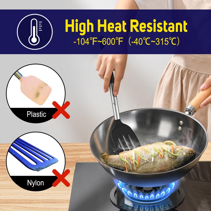 HOTEC Silicone Spatula Set of 2 Heat-Resistant 600°F & BPA-Free