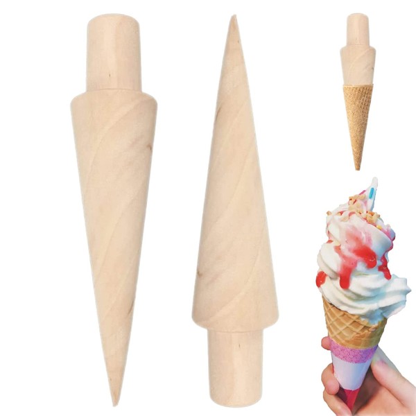 Pack of 2 Wooden Cone Shapers, Waffle Cone Roller, Waffle