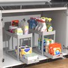 POUGNY 2PC Under Sink Organizer Rack 2 Tier Under Sliding