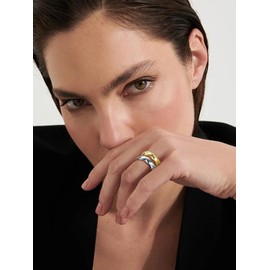 FOCALOOK Chunky Rings for Women,Crush Wide Band Ring, Wide Stainless Steel Band, Stacking Rings, Wedding Band Minimalist Style (Silver, 12)