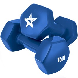 Yes4All Dumbbell Vinyl Coated - 15 lbs - Nautical Blue - Pair