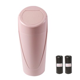 Hovom Mini Car Trash Can with Lid, Portable Garbage Can for Auto, Leakproof Cup Holder Automotive Garbage Bin with 2 Rolls of Trash Bags, Small Trash Storage Can for Car Home Office (Pink)