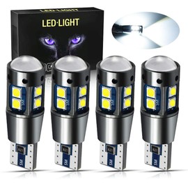 YEERON 4pcs 168 194 T10 LED Bulbs Super Bright 10x3030SMD Chips LED Lamp for Side Marker Door Wedge lights,White 6000K.