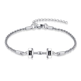 DAYLINLOVE Dumbell Bracelet For Men 925 Sterling Silver Weighted Bracelet 10lb Gym Bracelets Sport Jewelry Gifts For Men Women Dumbell Lovers